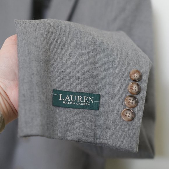 LAUREN RALPH LAUREN Grey Ultraflex Classic-Fit Wool Suit Jacket 48R & Pant 42x30 - Picture 4 of 15